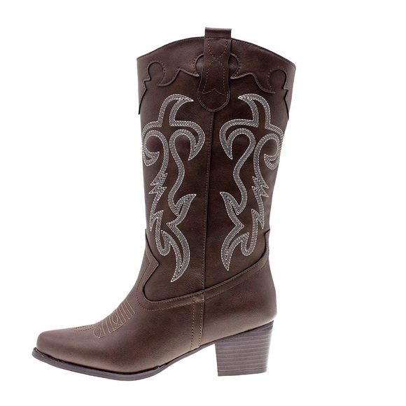 Classic Embroidered Western Rodeo Cowboy Boots - Picture 3 of 9